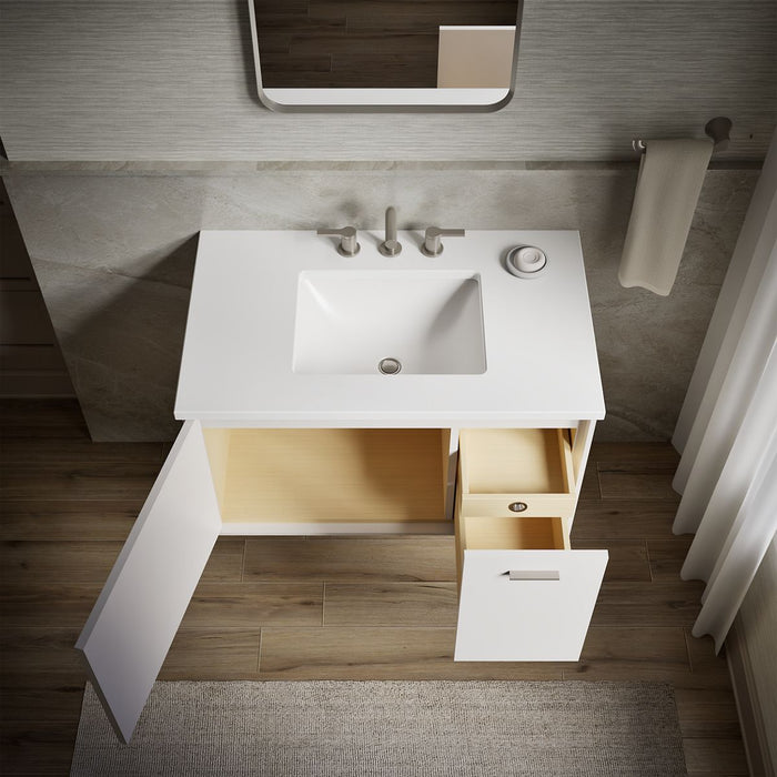 KOHLER K-CM99543-BD1 Jute 36" wall-hung bathroom vanity cabinet with sink and quartz top, linen white - view 3