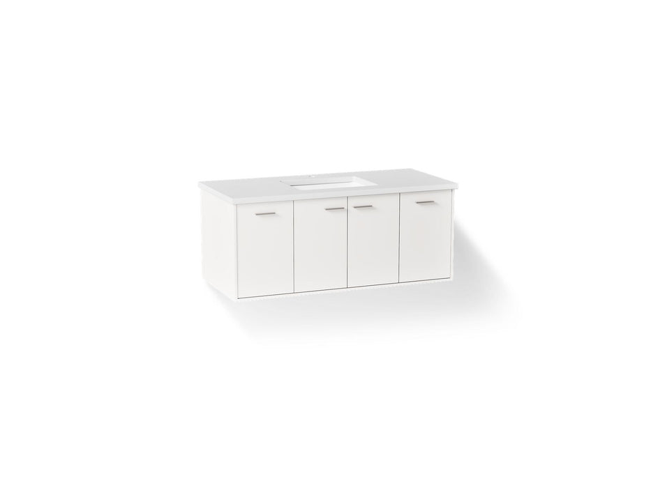 KOHLER K-CM99544-BD1 Jute 48" wall-hung bathroom vanity cabinet with sink and quartz top, linen white