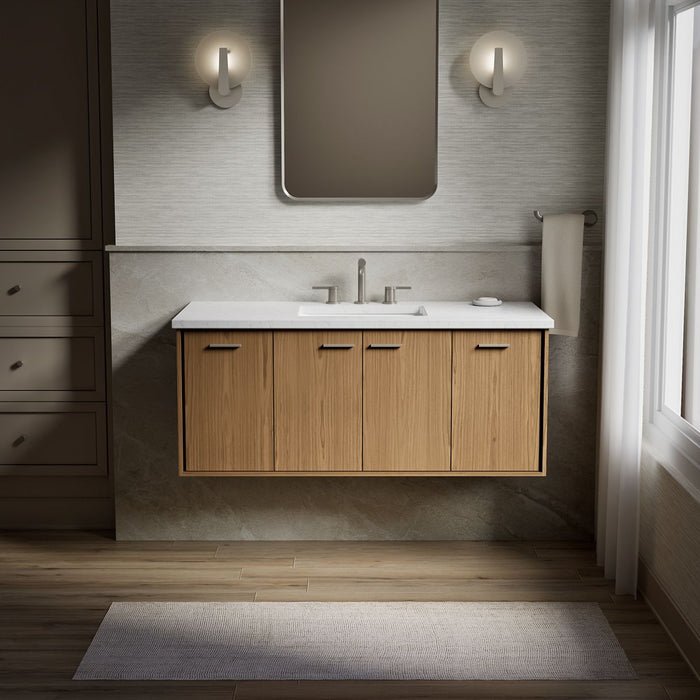 KOHLER K-CM99544-BD1 Jute 48" wall-hung bathroom vanity cabinet with sink and quartz top, walnut flax - view 4