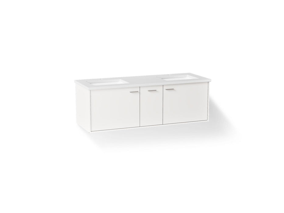 KOHLER K-CM99548-BD1 Jute 60" wall-hung bathroom vanity cabinet with sinks and quartz top, linen white