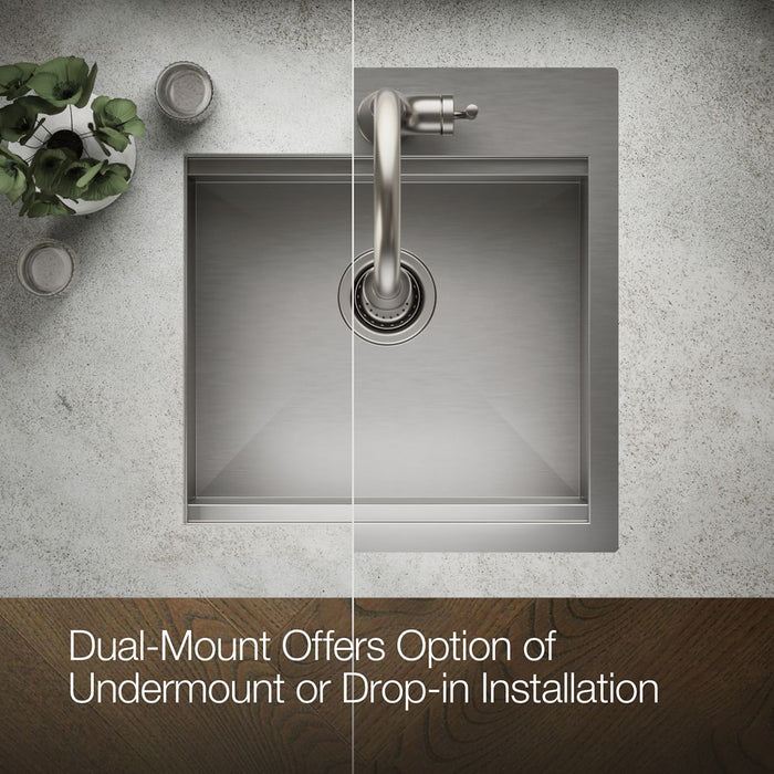 KOHLER K-RH23377-1PC Lyric Workstation 20-1/2" Top-/under-mount Single-bowl Bar Sink, Stainless Steel - Detail image of a pro