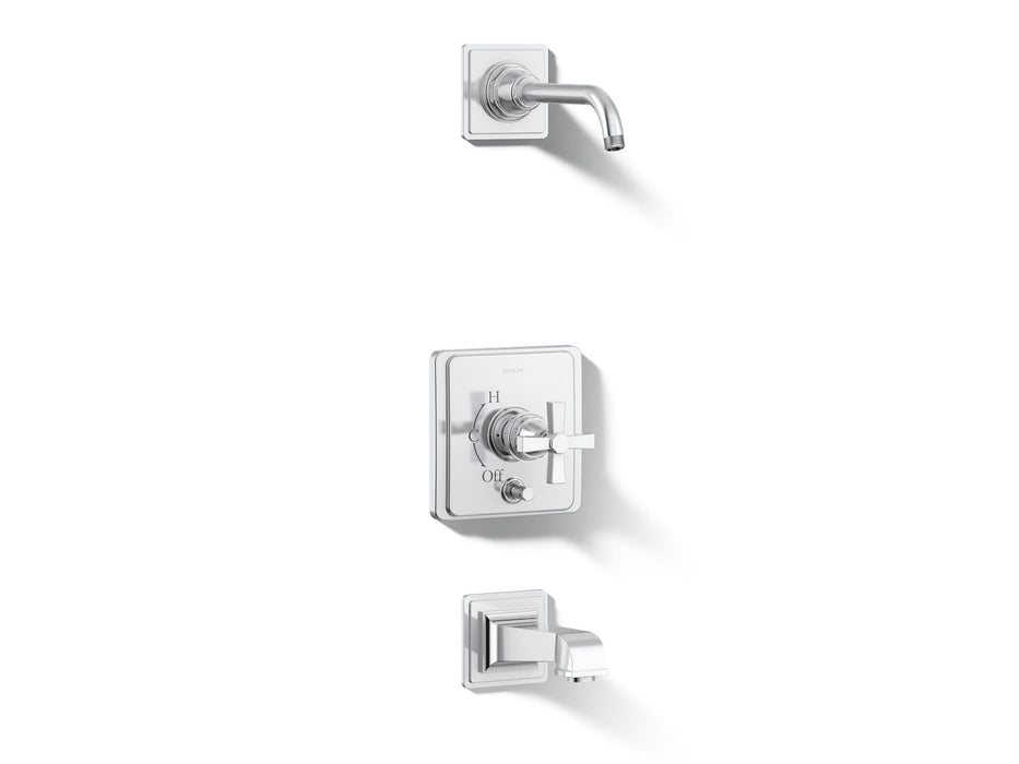 KOHLER K-T13133-3AL Pinstripe Pure Rite-Temp bath and shower trim kit with push-button diverter and cross handle, without...