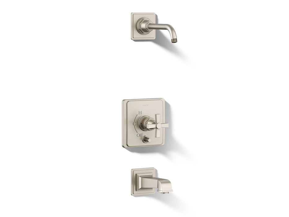 KOHLER K-T13133-3AL Pinstripe Pure Rite-Temp bath and shower trim kit with push-button diverter and cross handle, without...