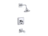 KOHLER K-T13133-4A Pinstripe Pure Rite-Temp Bath and Shower Trim Kit with Push-button Diverter and Lever Handle, 2.5 GPM,...