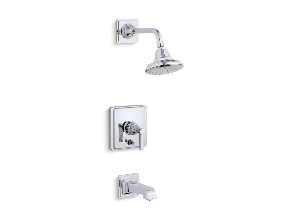 KOHLER K-T13133-4A Pinstripe Pure Rite-Temp Bath and Shower Trim Kit with Push-button Diverter and Lever Handle, 2.5 GPM,...