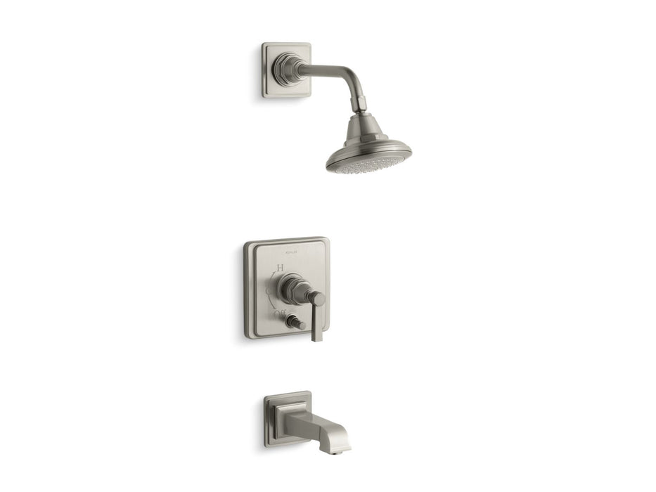 KOHLER K-T13133-4A Pinstripe Pure Rite-Temp Bath and Shower Trim Kit with Push-button Diverter and Lever Handle, 2.5 GPM,...