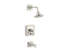 KOHLER K-T13133-4A Pinstripe Pure Rite-Temp Bath and Shower Trim Kit with Push-button Diverter and Lever Handle, 2.5 GPM,...
