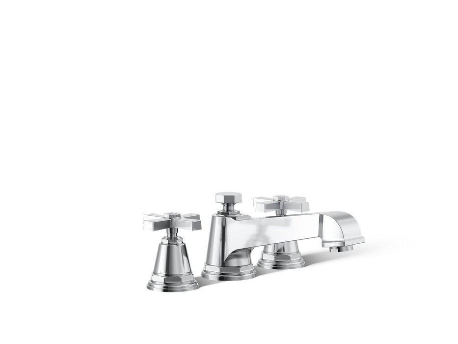 KOHLER K-T13140-3A Pinstripe Pure Deck-mount bath faucet trim with cross handles, polished chrome