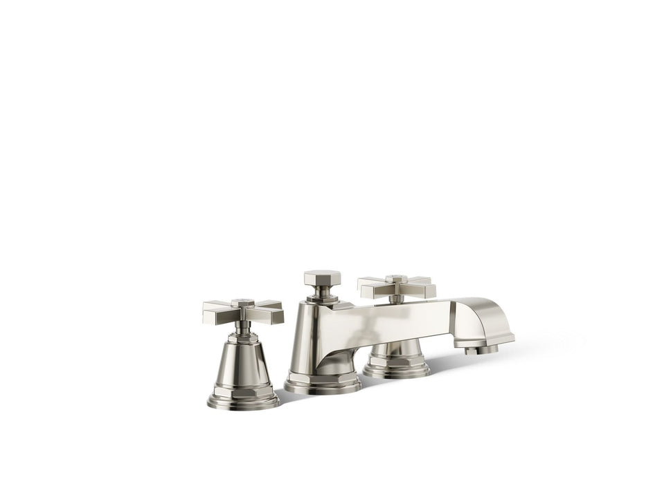 KOHLER K-T13140-3A Pinstripe Pure Deck-mount bath faucet trim with cross handles, vibrant polished nickel