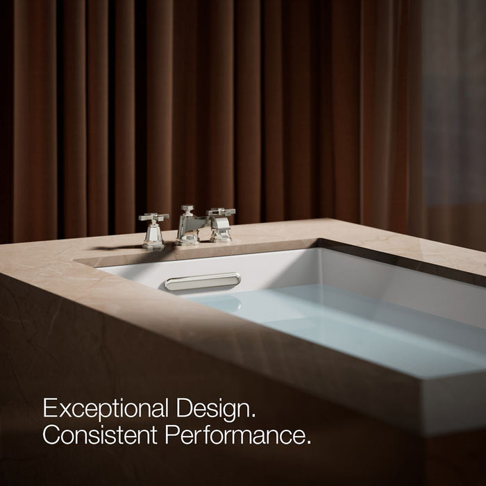KOHLER K-T13140-3A Pinstripe Pure Deck-mount bath faucet trim with cross handles, vibrant polished nickel - view 5