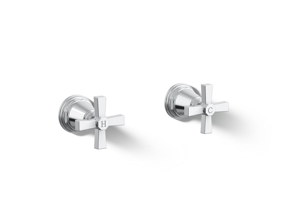 KOHLER K-T13141-3A Pinstripe Pure Deck-mount bath faucet handle trim with Cross design, polished chrome