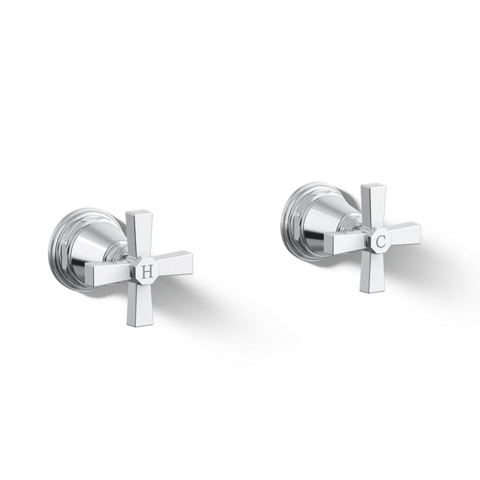 KOHLER K-T13141-3A Pinstripe Pure Deck-mount bath faucet handle trim with Cross design, polished chrome - view 2