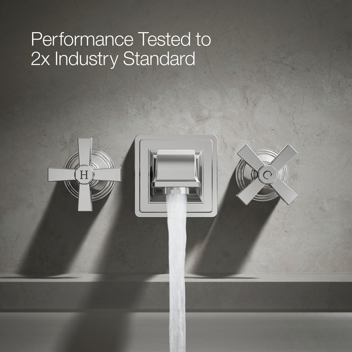 KOHLER K-T13141-3A Pinstripe Pure Deck-mount bath faucet handle trim with Cross design, polished chrome - view 5