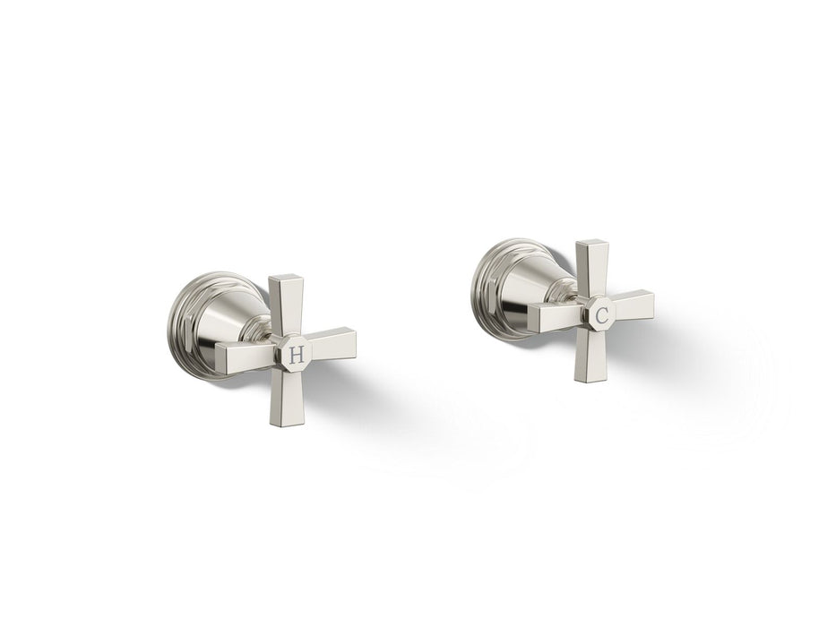 KOHLER K-T13141-3A Pinstripe Pure Deck-mount bath faucet handle trim with Cross design, vibrant polished nickel