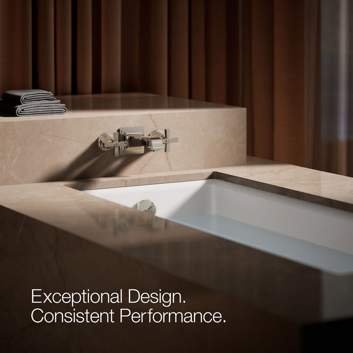 KOHLER K-T13141-3A Pinstripe Pure Deck-mount bath faucet handle trim with Cross design, vibrant polished nickel - view 4