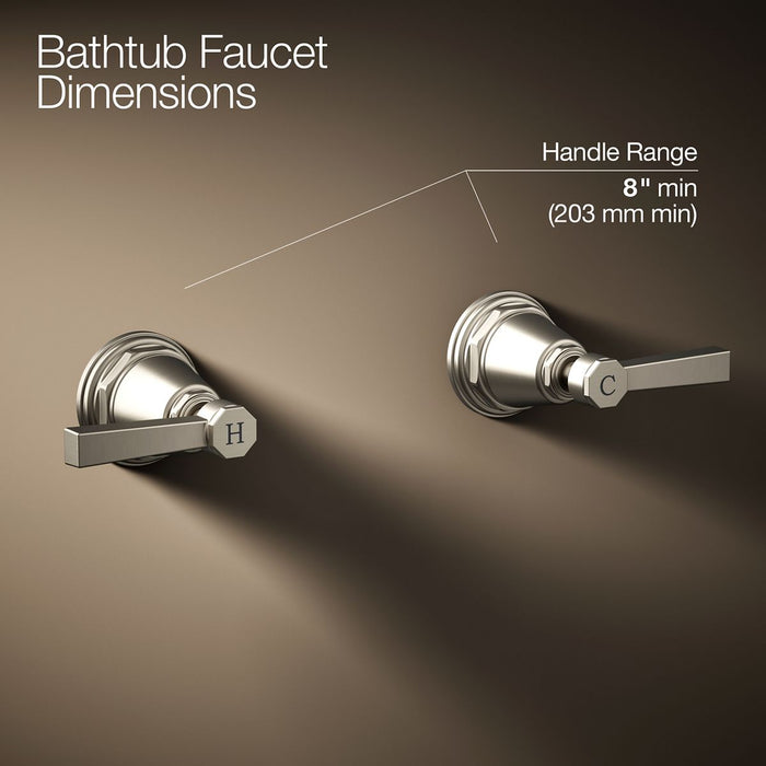 KOHLER K-T13141-4A Pinstripe Pure Deck-mount bath faucet handle trim with Lever design, vibrant brushed nickel - view 2