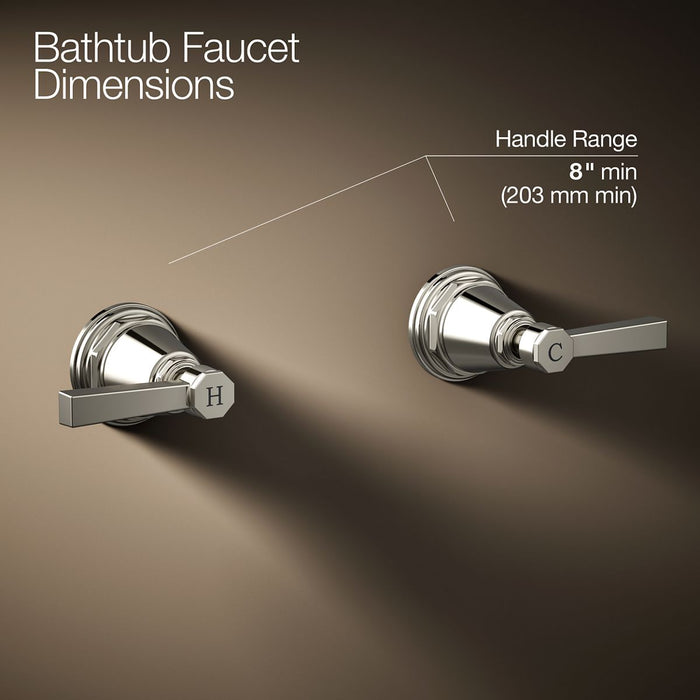 KOHLER K-T13141-4A Pinstripe Pure Deck-mount bath faucet handle trim with Lever design, vibrant polished nickel - view 2