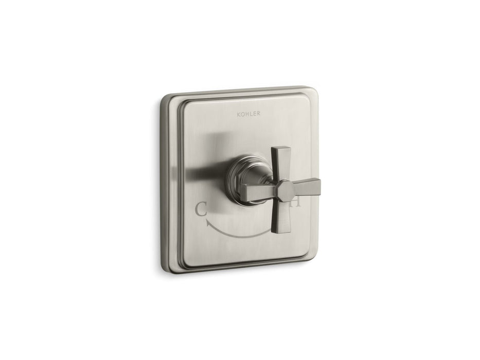 KOHLER K-T13173-3A Pinstripe Pure MasterShower temperature control valve trim with Lever handle, vibrant brushed nickel