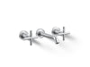 Kohler K-T14413-3 Purist Wall-mount bathroom sink faucet trim with Cross handles, 1.2 gpm