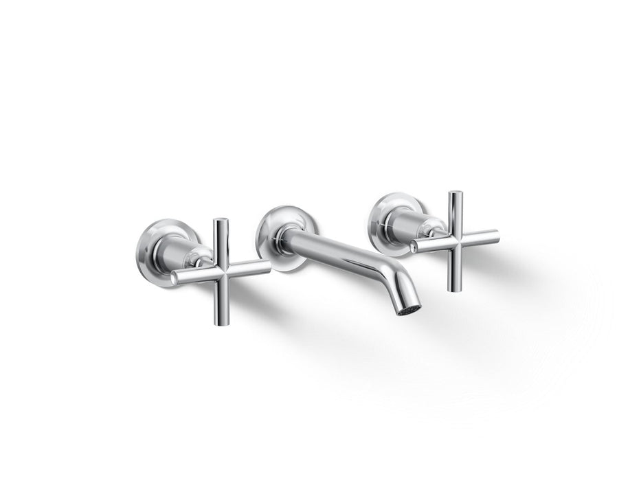 KOHLER K-T14413-3 Purist Wall-mount Bathroom Sink Faucet Trim with Cross Handles, 1.2 GPM, polished chrome