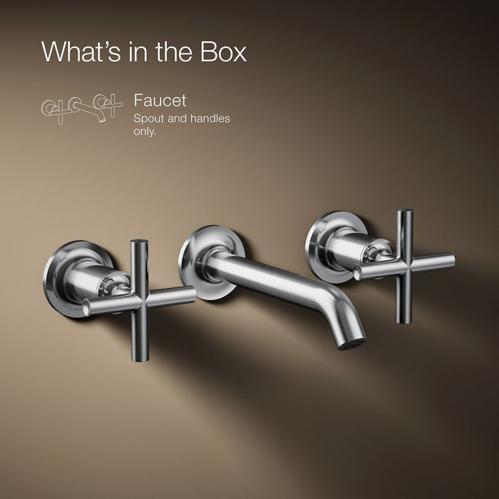 KOHLER K-T14413-3 Purist Wall-mount Bathroom Sink Faucet Trim with Cross Handles, 1.2 GPM, polished chrome - view 5
