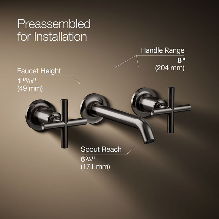 KOHLER K-T14413-3 Purist Wall-mount bathroom sink faucet trim with Cross handles, 1.2 gpm