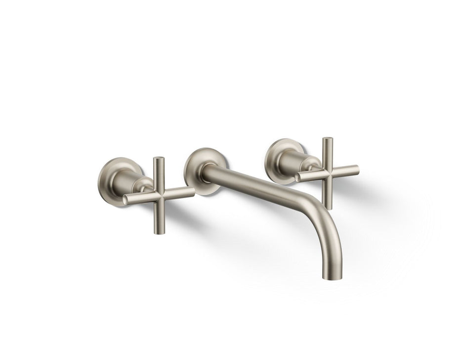 KOHLER K-T14414-3 Purist Wall-mount bathroom sink faucet trim with Cross handles, 1.2 gpm, vibrant brushed nickel