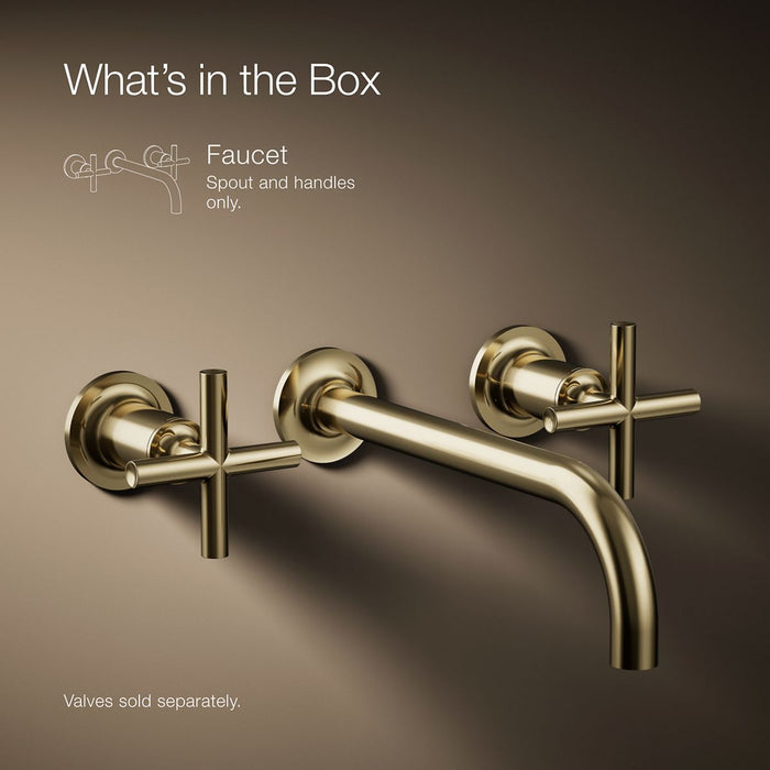 KOHLER K-T14414-3 Purist Wall-mount bathroom sink faucet trim with Cross handles, 1.2 gpm