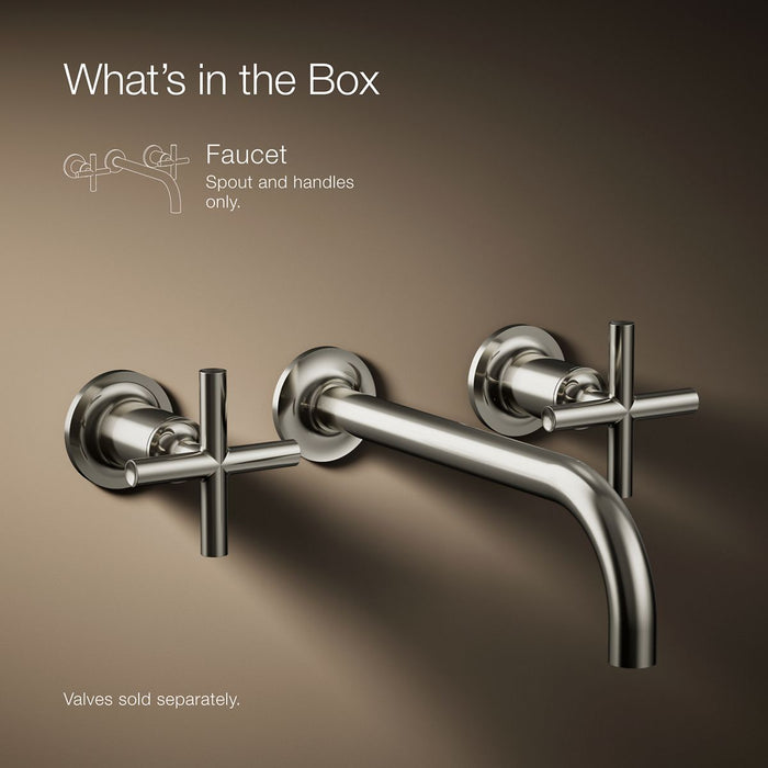 KOHLER K-T14414-3 Purist Wall-mount bathroom sink faucet trim with Cross handles, 1.2 gpm