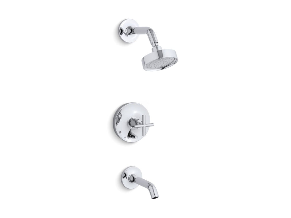 KOHLER K-T14420-3 Purist Rite-Temp Bath and Shower Trim Kit with Push-button Diverter and Cross Handle, 2.5 GPM, polished...