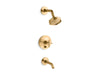 KOHLER K-T14420-3 Purist Rite-Temp Bath and Shower Trim Kit with Push-button Diverter and Cross Handle, 2.5 GPM, vibrant...