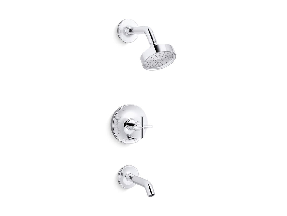 KOHLER K-T14420-3G Purist Rite-Temp bath and shower trim kit with push-button diverter and cross handle, 1.75 gpm,...