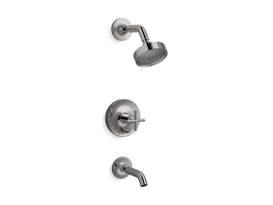 KOHLER K-T14420-3G Purist Rite-Temp bath and shower trim kit with push-button diverter and cross handle, 1.75 gpm,...