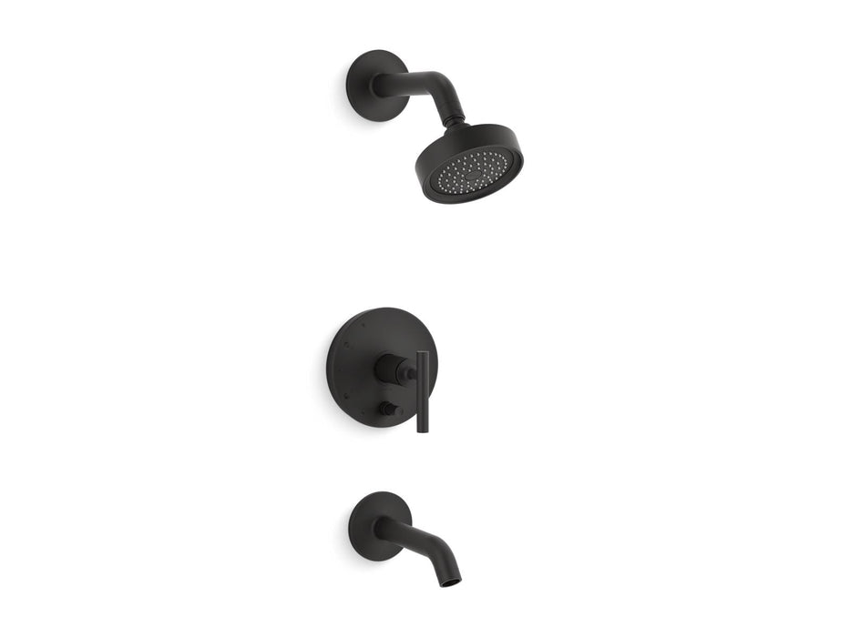 KOHLER K-T14420-4 Purist Rite-Temp Bath and Shower Trim Kit with Push-button Diverter and Lever Handle, 2.5 GPM, matte black