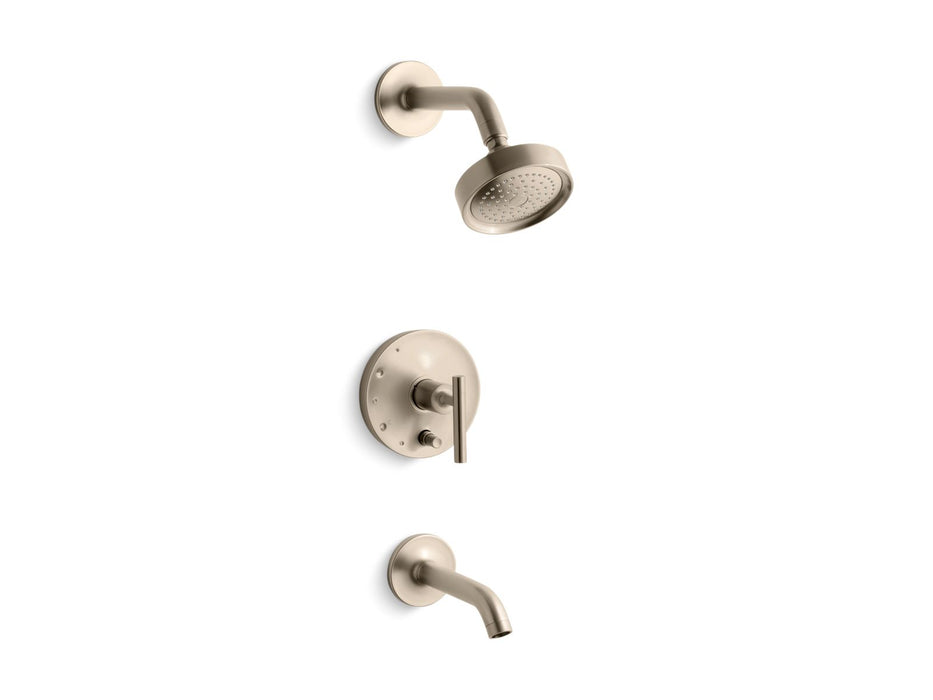 KOHLER K-T14420-4 Purist Rite-Temp Bath and Shower Trim Kit with Push-button Diverter and Lever Handle, 2.5 GPM, vibrant...