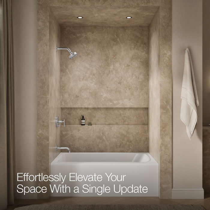 Up to 2 walls & multiple product categories visible, 1-point perspective