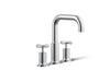 KOHLER K-T14428-3 Purist Deck-mount Bath Faucet Trim with Cross Handles, Polished Chrome - 3/4 view of product