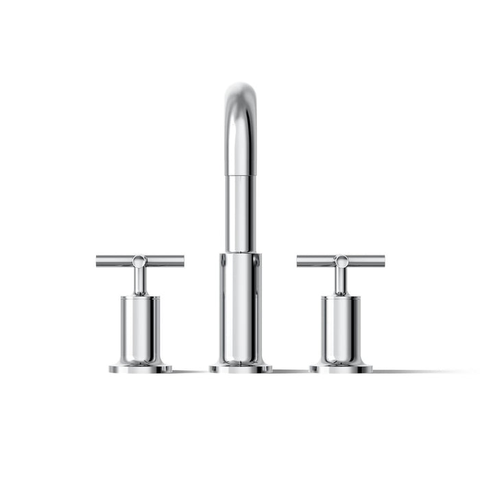 KOHLER K-T14428-3 Purist Deck-mount Bath Faucet Trim with Cross Handles, Polished Chrome - front view of product