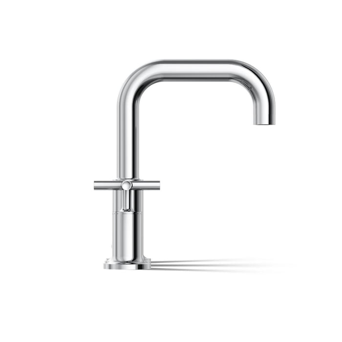 KOHLER K-T14428-3 Purist Deck-mount Bath Faucet Trim with Cross Handles, Polished Chrome - side view of product
