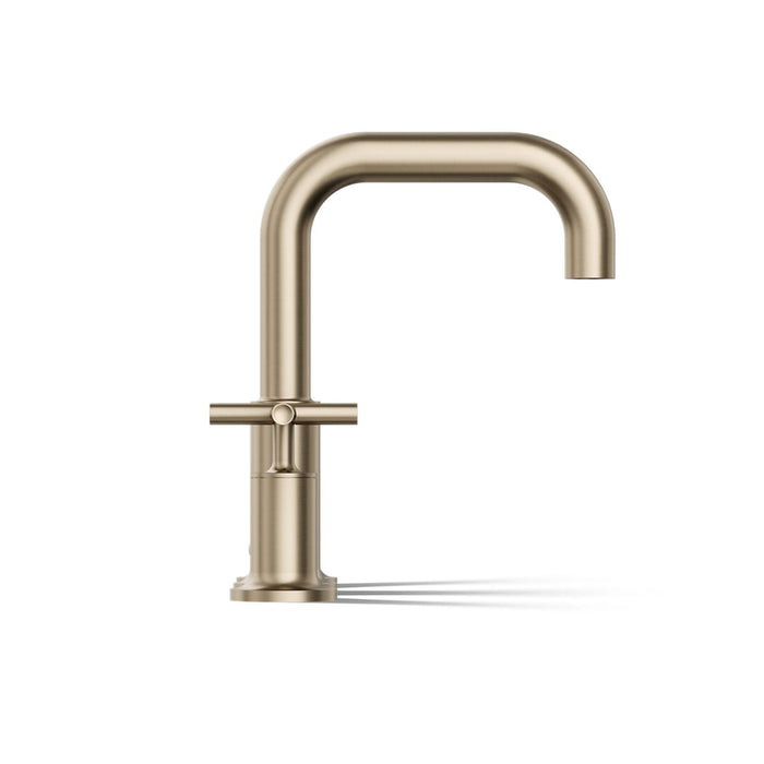 KOHLER K-T14428-3 Purist Deck-mount Bath Faucet Trim with Cross Handles, Vibrant Brushed Bronze - side view of product