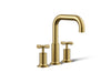 KOHLER K-T14428-3 Purist Deck-mount Bath Faucet Trim with Cross Handles, Vibrant Brushed Moderne Brass - 3/4 view of product