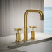 KOHLER K-T14428-3 Purist Deck-mount Bath Faucet Trim with Cross Handles, Vibrant Brushed Moderne Brass - Shows close up detai