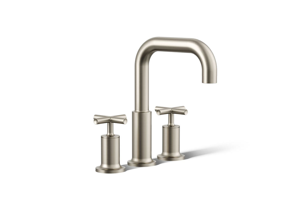KOHLER K-T14428-3 Purist Deck-mount Bath Faucet Trim with Cross Handles, Vibrant Brushed Nickel - 3/4 view of product