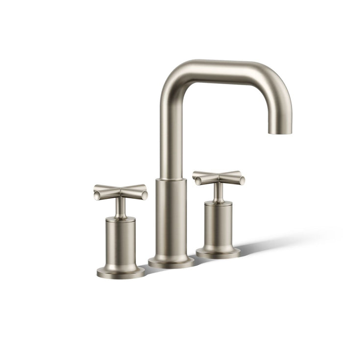 KOHLER K-T14428-3 Purist Deck-mount Bath Faucet Trim with Cross Handles, Vibrant Brushed Nickel - 3/4 view of product