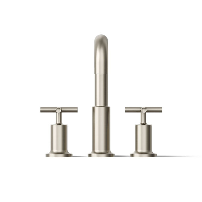 KOHLER K-T14428-3 Purist Deck-mount Bath Faucet Trim with Cross Handles, Vibrant Brushed Nickel - front view of product