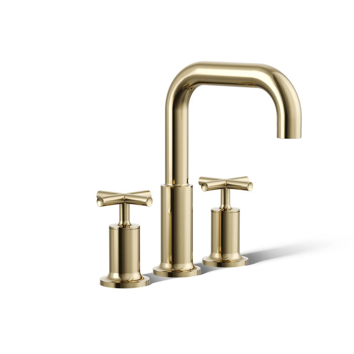 KOHLER K-T14428-3 Purist Deck-mount Bath Faucet Trim with Cross Handles, Vibrant French Gold - 3/4 view of product