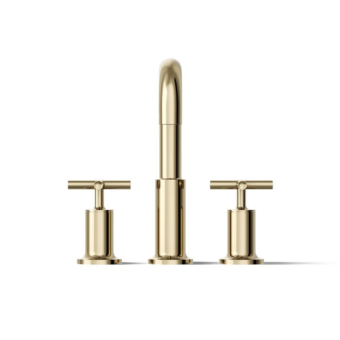 KOHLER K-T14428-3 Purist Deck-mount Bath Faucet Trim with Cross Handles, Vibrant French Gold - front view of product