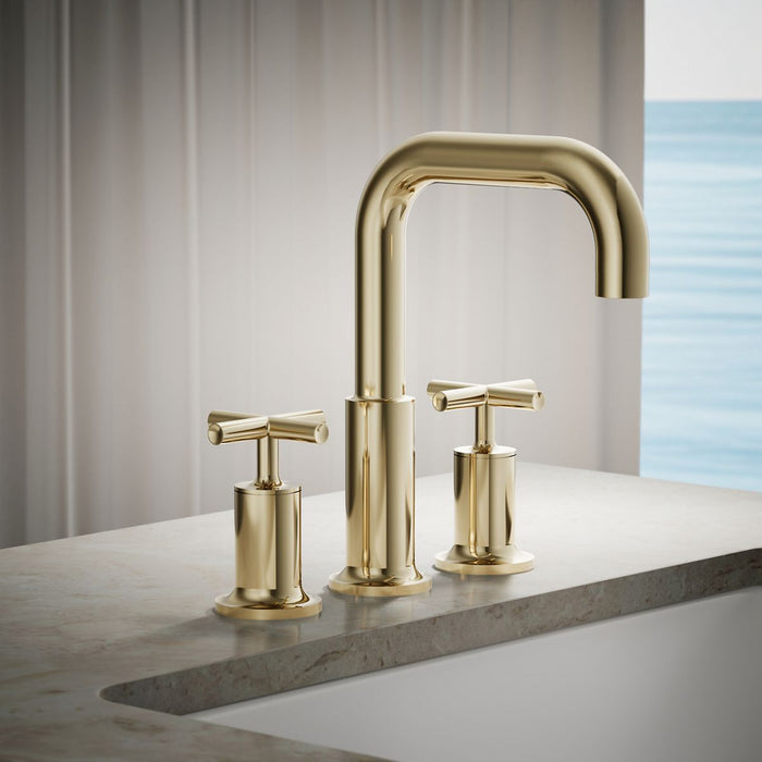 KOHLER K-T14428-3 Purist Deck-mount Bath Faucet Trim with Cross Handles, Vibrant French Gold - Shows close up detail of produ