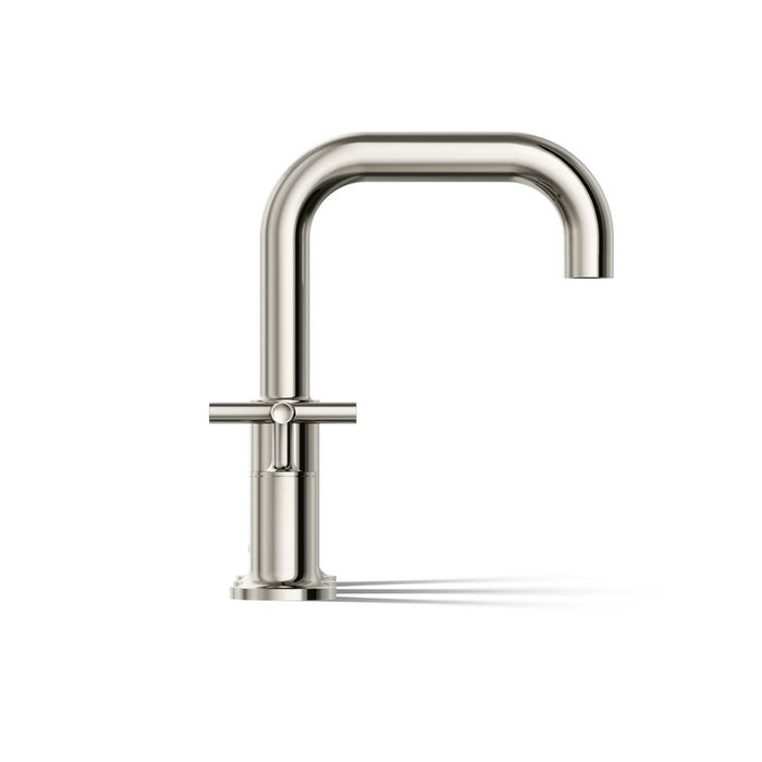 KOHLER K-T14428-3 Purist Deck-mount Bath Faucet Trim with Cross Handles, Vibrant Polished Nickel - side view of product