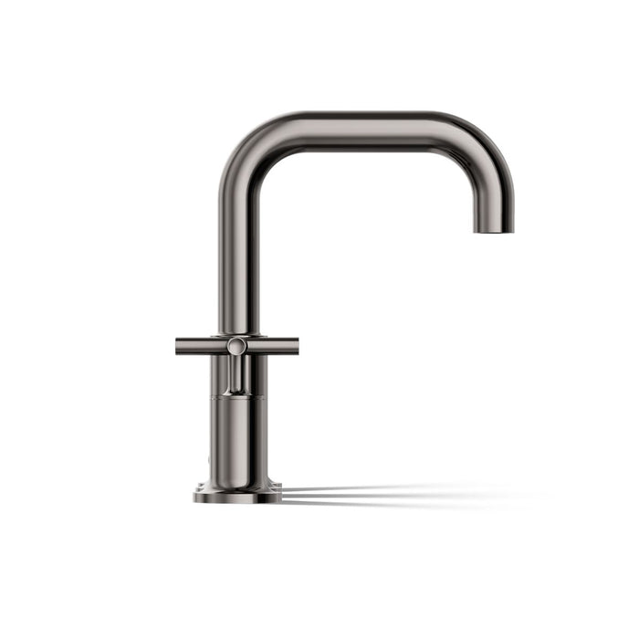 KOHLER K-T14428-3 Purist Deck-mount Bath Faucet Trim with Cross Handles, Vibrant Titanium - side view of product